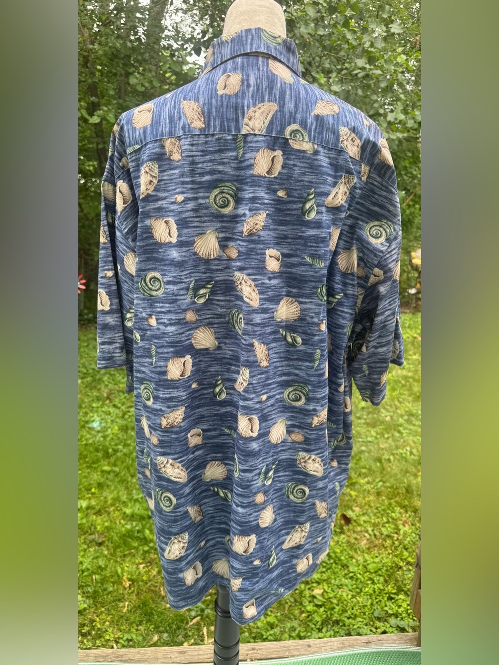 Pierre Cardin VTG XLT Blue Seashell Button Down Men's Shirt 100% Cotton - Picture 5 of 9